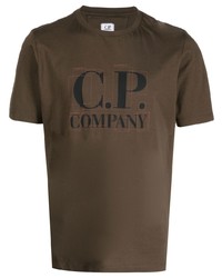 olivgrünes bedrucktes T-Shirt mit einem Rundhalsausschnitt von C.P. Company