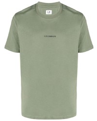 olivgrünes bedrucktes T-Shirt mit einem Rundhalsausschnitt von C.P. Company