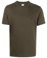 olivgrünes bedrucktes T-Shirt mit einem Rundhalsausschnitt von C.P. Company