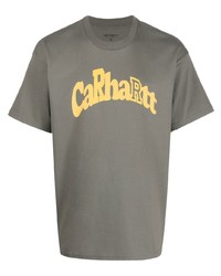 olivgrünes bedrucktes T-Shirt mit einem Rundhalsausschnitt von Carhartt WIP