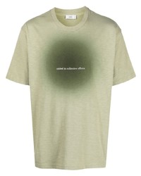 olivgrünes bedrucktes T-Shirt mit einem Rundhalsausschnitt von Closed
