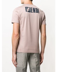 olivgrünes bedrucktes T-Shirt mit einem Rundhalsausschnitt von Fendi