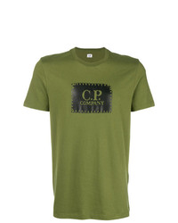 olivgrünes bedrucktes T-Shirt mit einem Rundhalsausschnitt von CP Company
