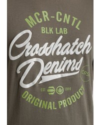 olivgrünes bedrucktes T-Shirt mit einem Rundhalsausschnitt von Crosshatch