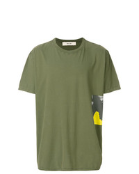 olivgrünes bedrucktes T-Shirt mit einem Rundhalsausschnitt von Damir Doma