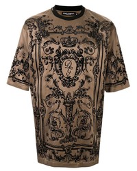 olivgrünes bedrucktes T-Shirt mit einem Rundhalsausschnitt von Dolce & Gabbana