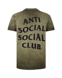 olivgrünes bedrucktes T-Shirt mit einem Rundhalsausschnitt von Anti Social Social Club