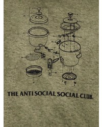 olivgrünes bedrucktes T-Shirt mit einem Rundhalsausschnitt von Anti Social Social Club