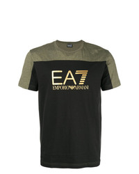 olivgrünes bedrucktes T-Shirt mit einem Rundhalsausschnitt von Ea7 Emporio Armani