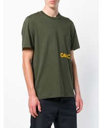 olivgrünes bedrucktes T-Shirt mit einem Rundhalsausschnitt von Oamc