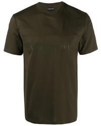 olivgrünes bedrucktes T-Shirt mit einem Rundhalsausschnitt von Emporio Armani