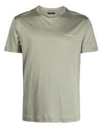 olivgrünes bedrucktes T-Shirt mit einem Rundhalsausschnitt von Emporio Armani
