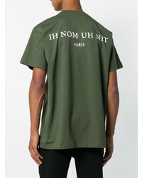 olivgrünes bedrucktes T-Shirt mit einem Rundhalsausschnitt von Ih Nom Uh Nit