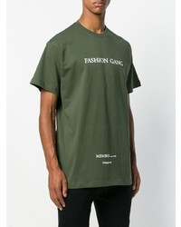 olivgrünes bedrucktes T-Shirt mit einem Rundhalsausschnitt von Ih Nom Uh Nit
