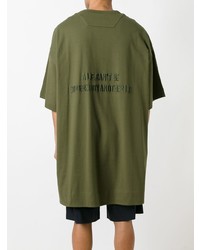 olivgrünes bedrucktes T-Shirt mit einem Rundhalsausschnitt von Juun.J