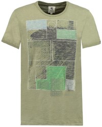 olivgrünes bedrucktes T-Shirt mit einem Rundhalsausschnitt von GARCIA