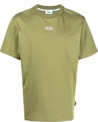 olivgrünes bedrucktes T-Shirt mit einem Rundhalsausschnitt von Gcds