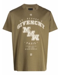 olivgrünes bedrucktes T-Shirt mit einem Rundhalsausschnitt von Givenchy