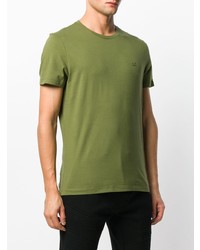 olivgrünes bedrucktes T-Shirt mit einem Rundhalsausschnitt von CP Company