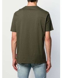 olivgrünes bedrucktes T-Shirt mit einem Rundhalsausschnitt von Versace Collection