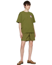 olivgrünes bedrucktes T-Shirt mit einem Rundhalsausschnitt von Saturdays Nyc