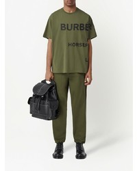 olivgrünes bedrucktes T-Shirt mit einem Rundhalsausschnitt von Burberry