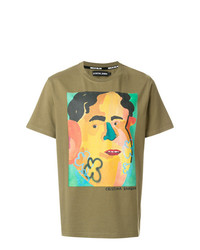 olivgrünes bedrucktes T-Shirt mit einem Rundhalsausschnitt von House of Holland