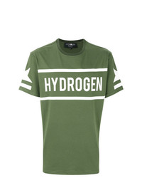 olivgrünes bedrucktes T-Shirt mit einem Rundhalsausschnitt von Hydrogen