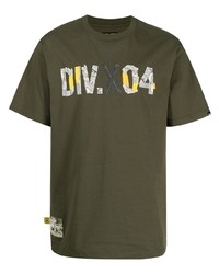 olivgrünes bedrucktes T-Shirt mit einem Rundhalsausschnitt von Izzue