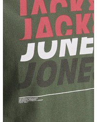 olivgrünes bedrucktes T-Shirt mit einem Rundhalsausschnitt von Jack & Jones