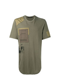 olivgrünes bedrucktes T-Shirt mit einem Rundhalsausschnitt von Julius