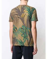 olivgrünes bedrucktes T-Shirt mit einem Rundhalsausschnitt von Etro