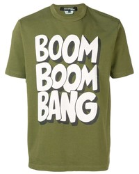 olivgrünes bedrucktes T-Shirt mit einem Rundhalsausschnitt von Junya Watanabe MAN