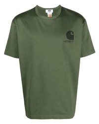 olivgrünes bedrucktes T-Shirt mit einem Rundhalsausschnitt von Junya Watanabe MAN