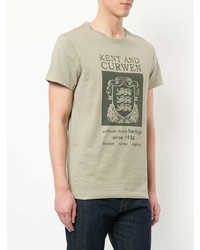 olivgrünes bedrucktes T-Shirt mit einem Rundhalsausschnitt von Kent & Curwen