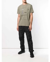 olivgrünes bedrucktes T-Shirt mit einem Rundhalsausschnitt von Stone Island