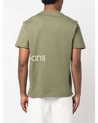 olivgrünes bedrucktes T-Shirt mit einem Rundhalsausschnitt von Calvin Klein Jeans