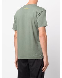 olivgrünes bedrucktes T-Shirt mit einem Rundhalsausschnitt von Stone Island