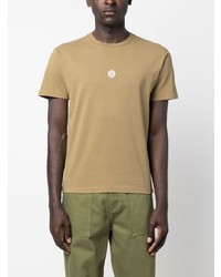 olivgrünes bedrucktes T-Shirt mit einem Rundhalsausschnitt von Stone Island