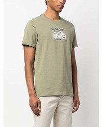 olivgrünes bedrucktes T-Shirt mit einem Rundhalsausschnitt von Barbour International