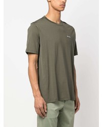 olivgrünes bedrucktes T-Shirt mit einem Rundhalsausschnitt von Kiton