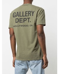 olivgrünes bedrucktes T-Shirt mit einem Rundhalsausschnitt von GALLERY DEPT.