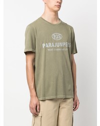 olivgrünes bedrucktes T-Shirt mit einem Rundhalsausschnitt von Parajumpers