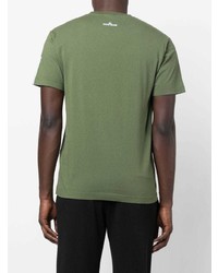 olivgrünes bedrucktes T-Shirt mit einem Rundhalsausschnitt von Stone Island