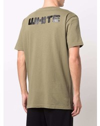 olivgrünes bedrucktes T-Shirt mit einem Rundhalsausschnitt von Off-White