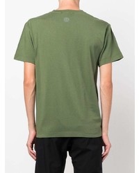 olivgrünes bedrucktes T-Shirt mit einem Rundhalsausschnitt von Stone Island