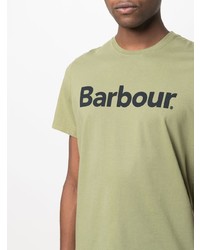 olivgrünes bedrucktes T-Shirt mit einem Rundhalsausschnitt von Barbour
