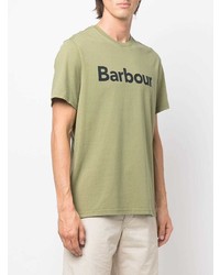 olivgrünes bedrucktes T-Shirt mit einem Rundhalsausschnitt von Barbour