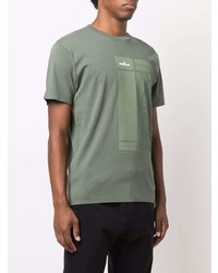 olivgrünes bedrucktes T-Shirt mit einem Rundhalsausschnitt von Stone Island