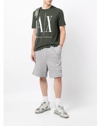 olivgrünes bedrucktes T-Shirt mit einem Rundhalsausschnitt von Armani Exchange